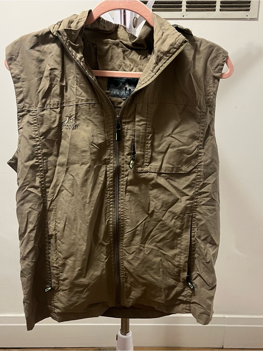 Women’s Olive Green Hooded Outdoor Vest